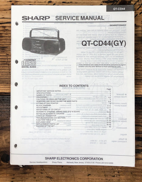 Sharp QT-CD44 Radio Service Manual *Original* #2