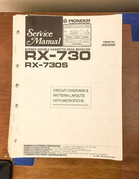 Pioneer RX-730 RX-730S Cassette Receiver Service Manual *Original*