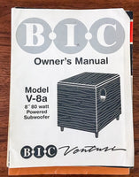 BIC V-8a Sbuwoofer Owners Operating Manual *Original*