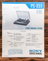 Sony PS-X55 Record Player / Turntable  Service Manual *Original*