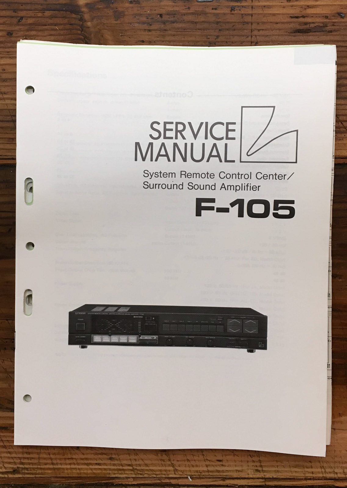 Luxman F-105 Surround Center  Service Manual *Original*