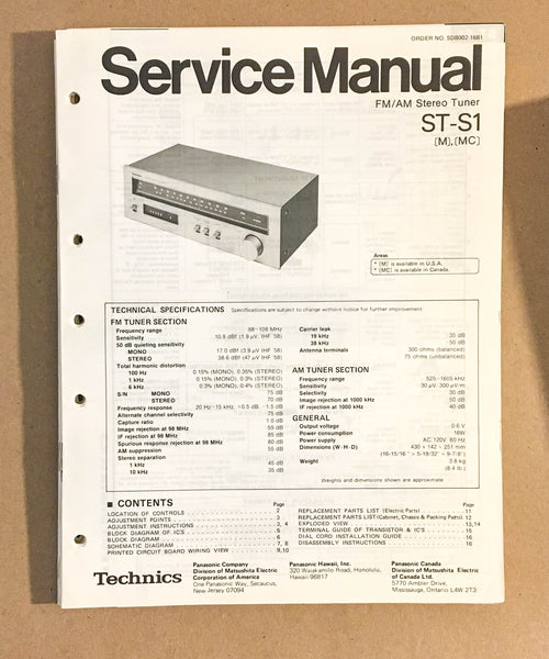 TECHNICS ST-S1 TUNER  Service Manual *Original*