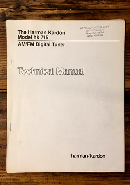 Harman Kardon HK 715 Cassette Service Manual *Original*
