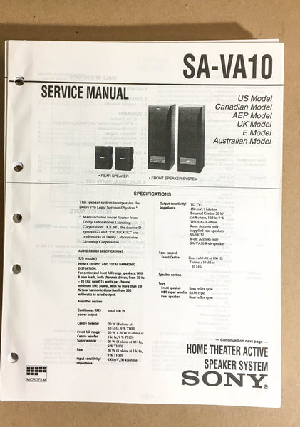 Sony SA-VA10 Speaker System  Service Manual *Original*