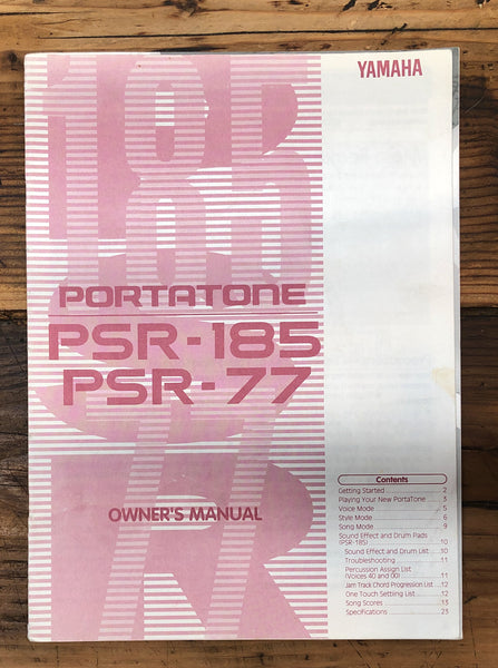 Yamaha Portatone PSR-185 PSR-77 MIDI  Owner / User Manual *Original*