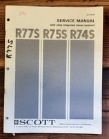 HH Scott Model R77S R75S R74S Receiver Service Manual *Original*