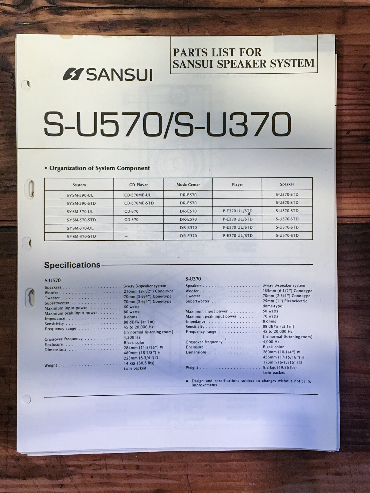 Speaker Parts List Manual *Original* – Vintage Audio Store
