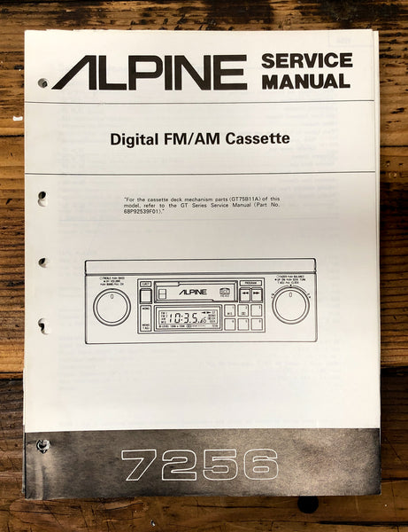 Alpine Model 7256 Car Radio Cassette  Service Manual *Original*