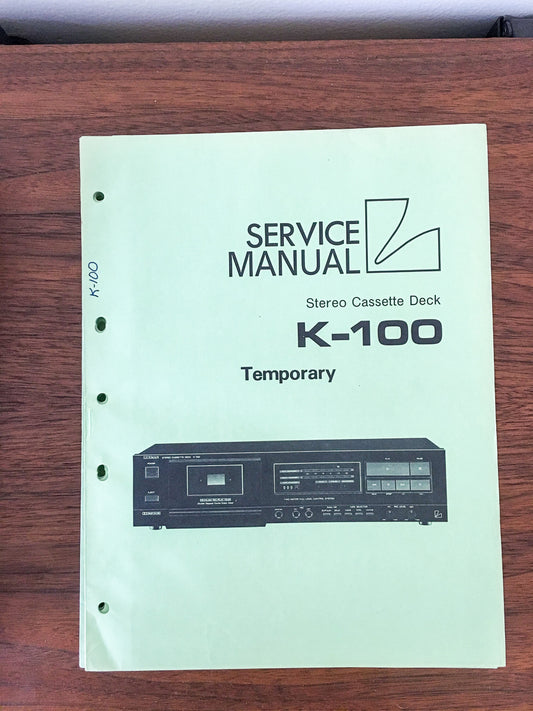 Luxman K-100 Cassette Temporary Service Manual *Original*