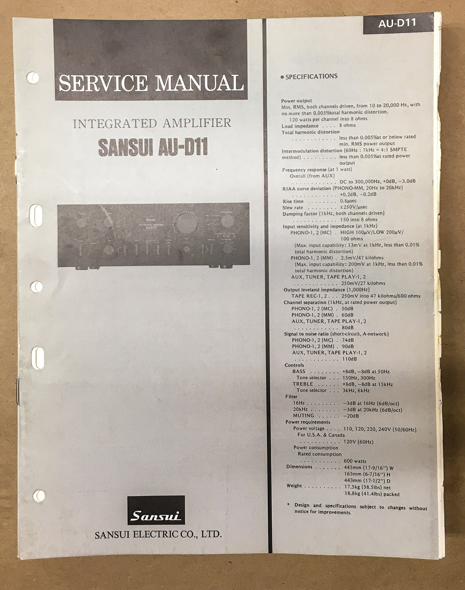 Sansui AU-D11 Amplifier  Service Manual *Original*