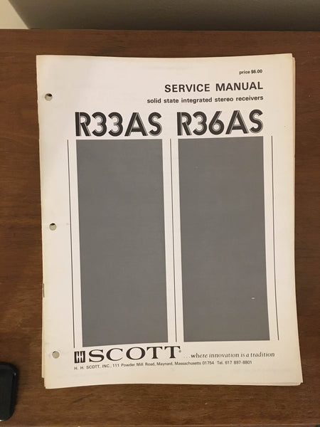 Scott R33AS R36AS RECEIVER  Service Manual *Original*