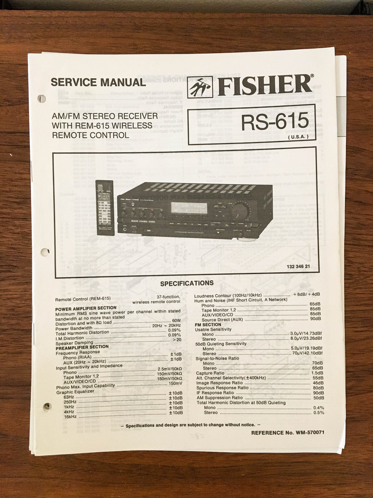 Fisher RS-615 Receiver Service Manual *Original* #2