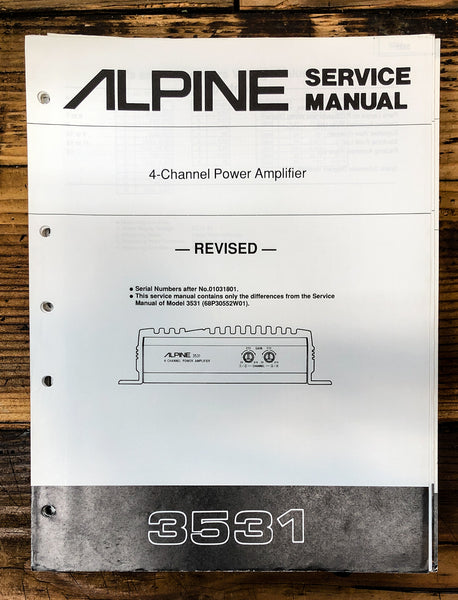 Alpine Model 3531 Power Amplifier Revised Service Manual *Original*