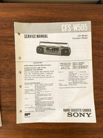 Sony CFS-W505 Boombox / Radio Service Manual *Original*