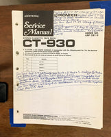 Pioneer CT-930 Cassette  Service Manual *Original*