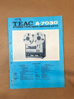 Teac A-7030 Reel to Reel  Service Manual *Original*