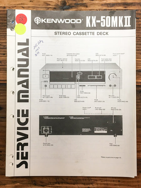 Kenwood KX-50 MK II Cassette  Service Manual *Original*