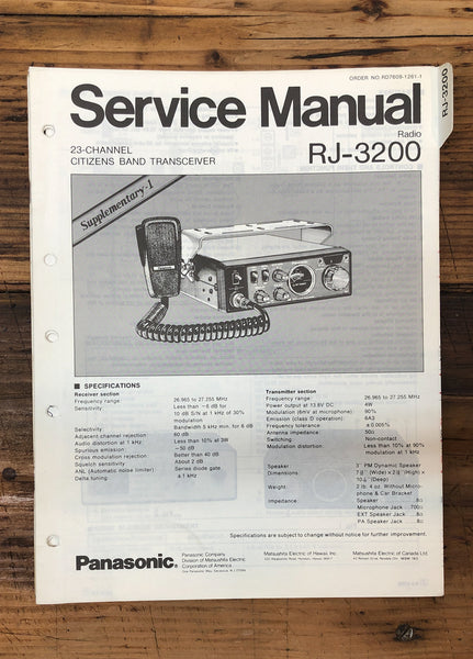 Panasonic RJ-3200 CB Transceiver Supp Service Manual *Original*