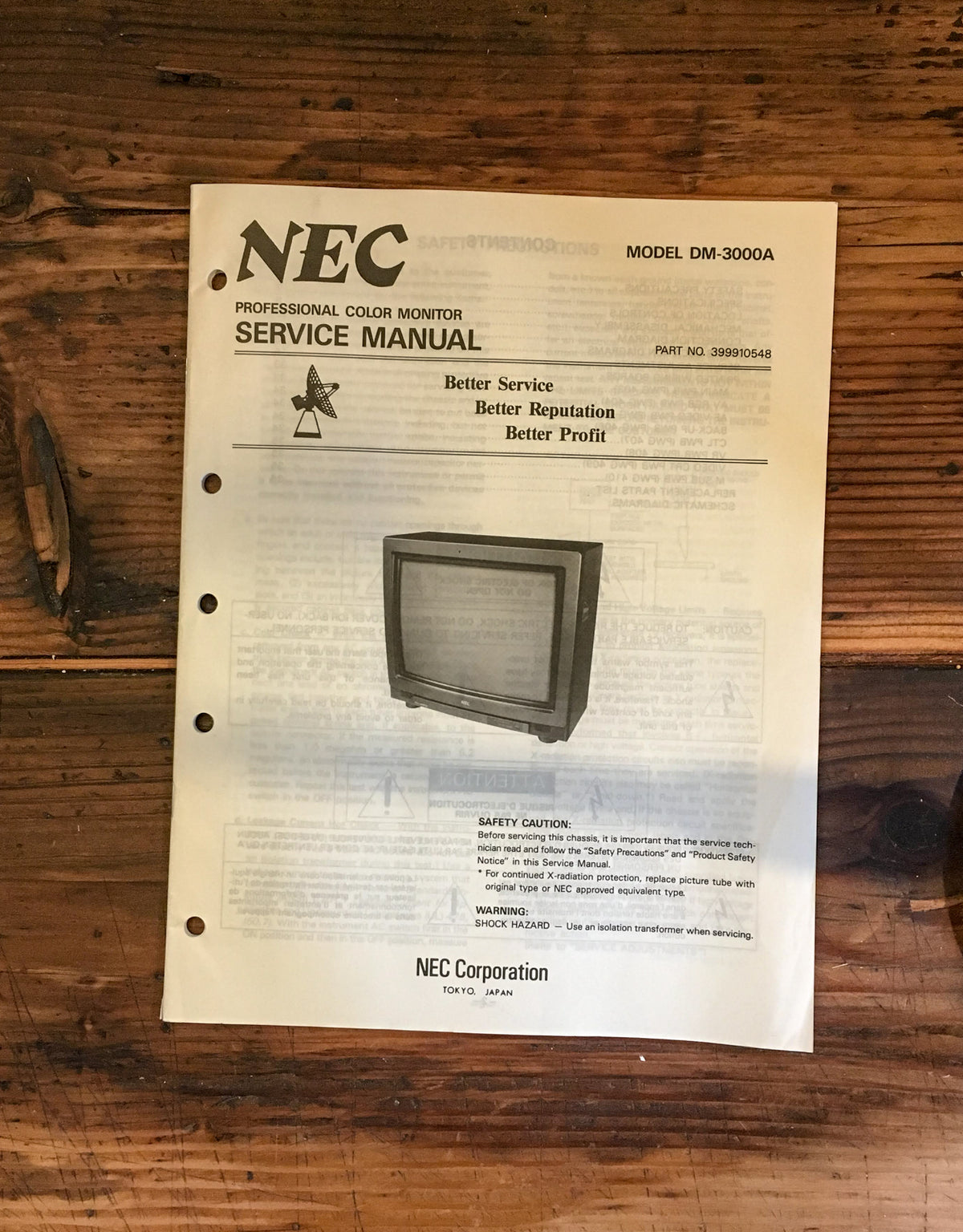 NEC Model DM-3000A Monitor Service Manual *Original*