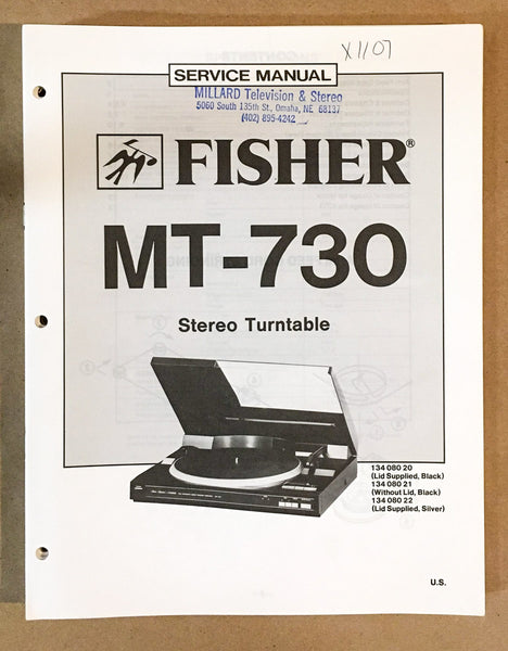 Fisher MT-730 Record Player / Turntable Service Manual *Original* #2