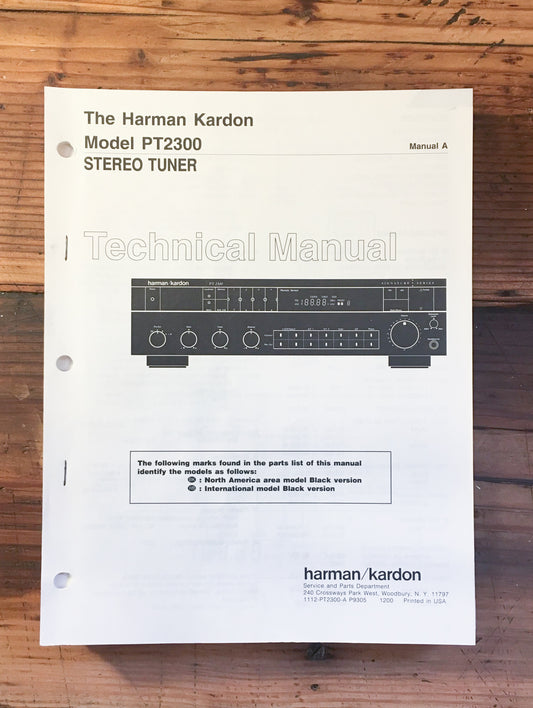 Harman Kardon HK PT2300 PT-2300 Tuner Service Manual *Original*