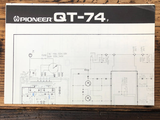 Pioneer QT-74 Reel to Reel  Service Manual *Original*