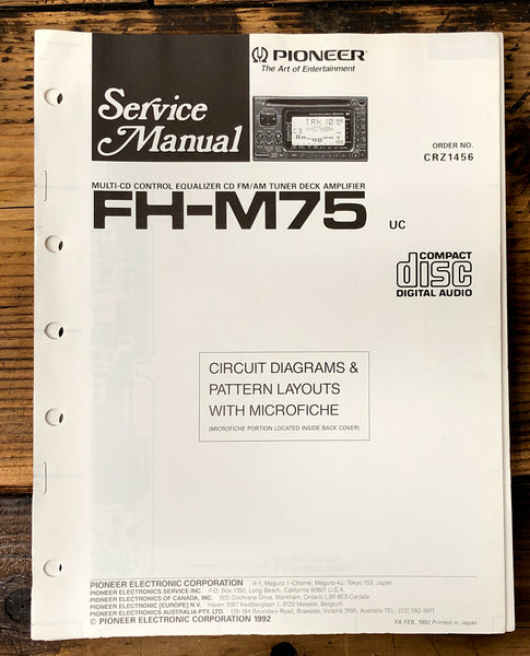 Pioneer FH-M75 Car Stereo  Service Manual *Original*