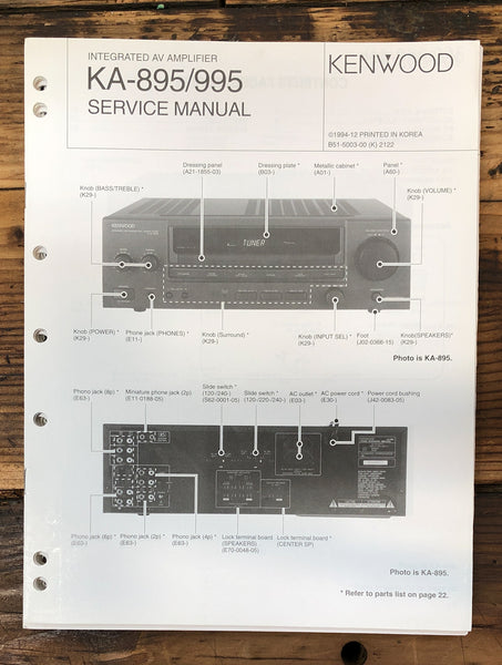 Kenwood KA-895 KA-995 Amplifier  Service Manual *Original* #1
