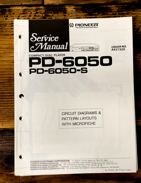 Pioneer PD-6050 PD-6050S CD Player  Service Manual *Original*