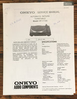 Onkyo CP-1114A Record Player / Turntable  Service Manual *Original*