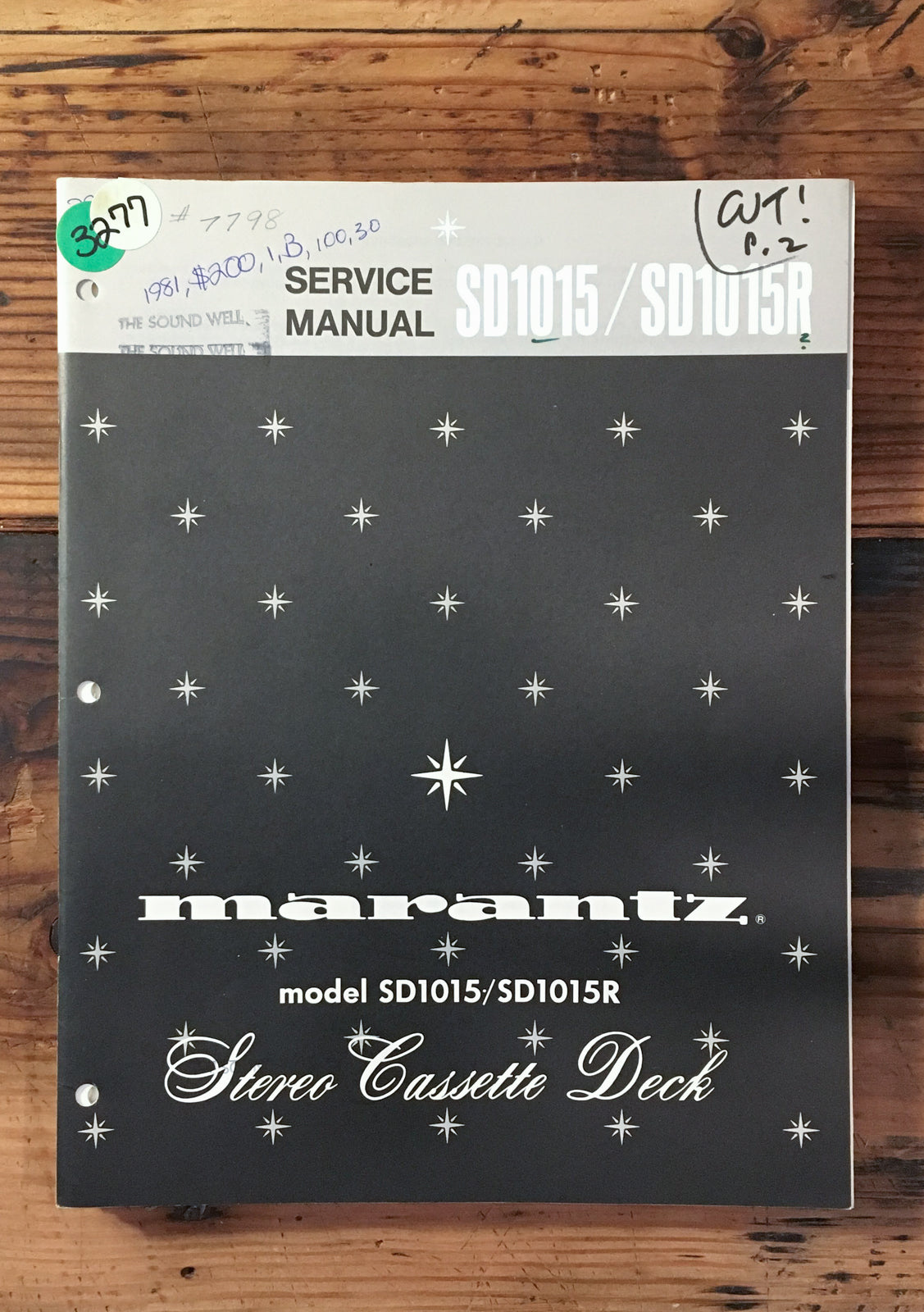 Marantz SD1015 SD1015R Cassette Service Manual *Original*