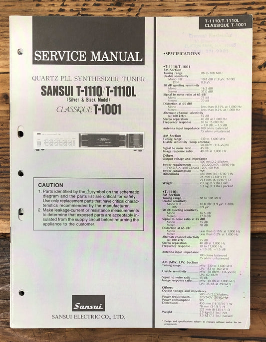 Sansui T-1110 T-1110L T-1001 Tuner  Service Manual *Original*