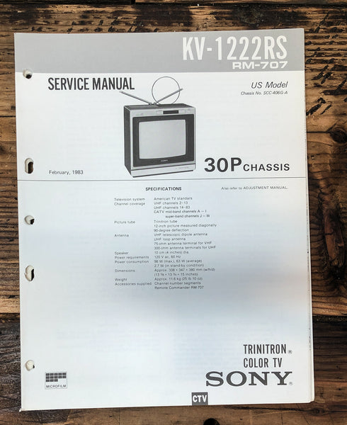 Sony KV-1222RS TV  Service Manual *Original*