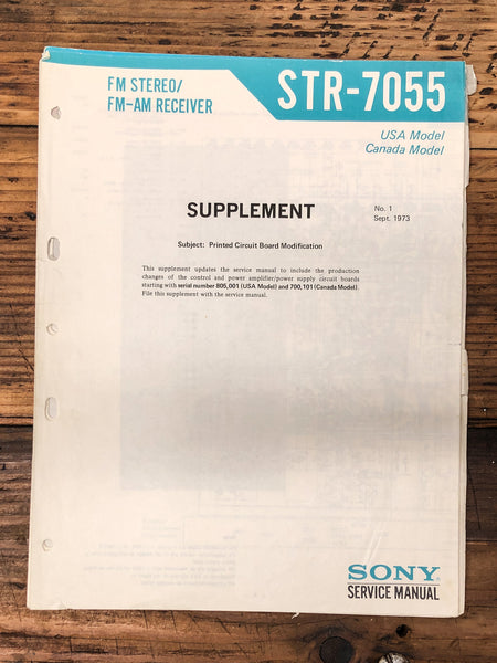 Sony STR-7055 Receiver Supp Service Manual *Original*