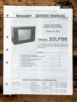 Sharp 20LP86 TV / Television Service Manual *Original*