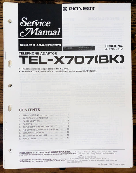 Pioneer TEL-X707 Adaptor  Service Manual *Original* #1