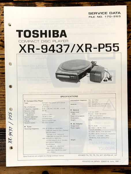 Toshiba XR-9427 XR-P55 CD Player Service Manual *Original*