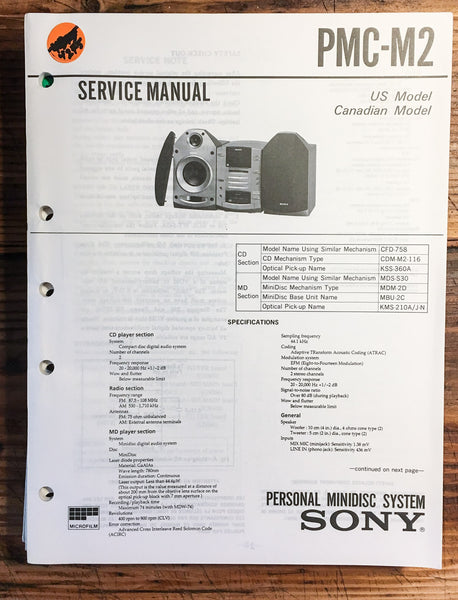 Sony PCM-M2 MD System  Service Manual *Original*