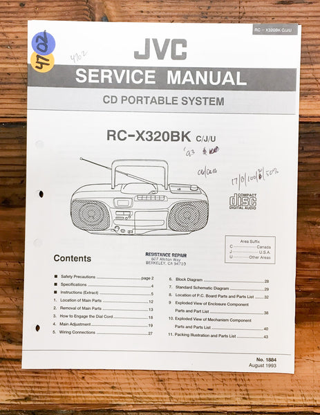 JVC PC-X320 BK Stereo  Service Manual *Original*