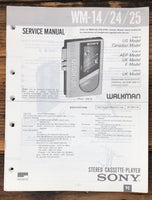 Sony WM-14 WM-24 WM-25 Radio Cassette  Service Manual *Original*