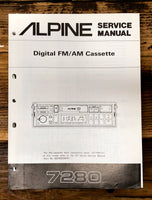 Alpine Model 7280 Car Stereo  Service Manual *Original*