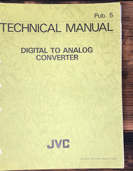 JVC  TECHNICAL MANUAL DIGITAL TO ANALOG CONVERTER DAC 1990   Manual *Original*