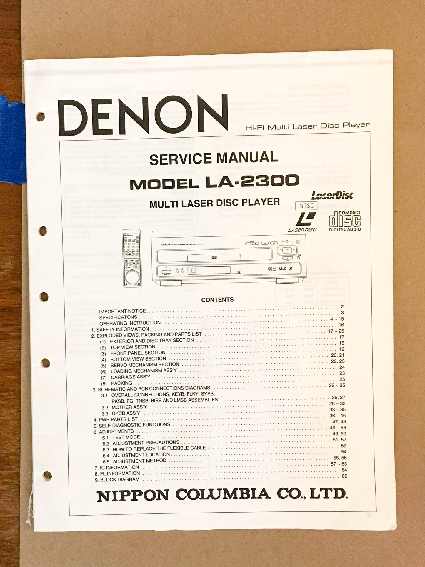 Denon LA-2300 Multi Laser Disc Player  Service Manual *Original*