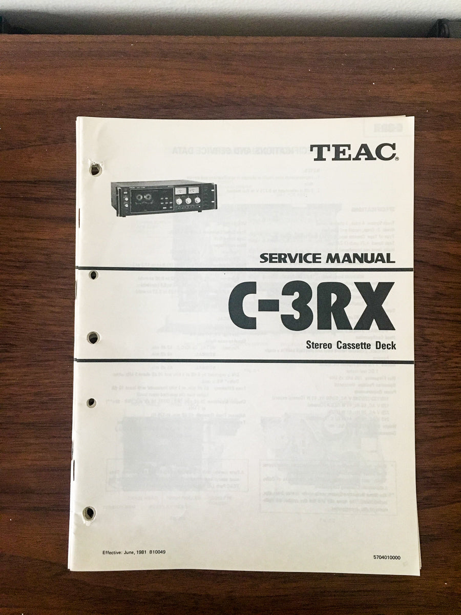 Teac C-3RX Cassette  Service Manual *Original*