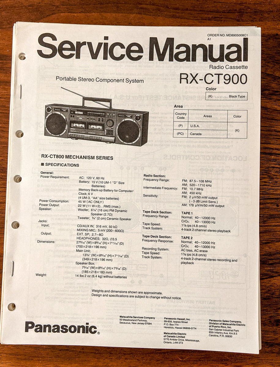Technics RS-CT900 Cassette Service Manual *Original*