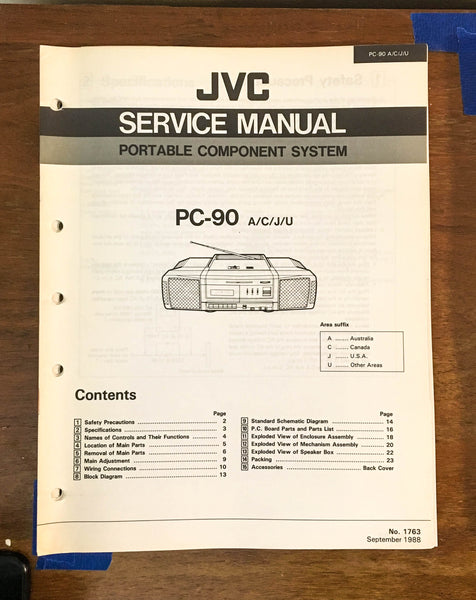 JVC PC-90 CD Portable System Service Manual *Original*