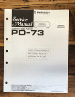 Pioneer PD-73 CD Player  Service Manual *Original*