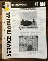 Kenwood KD-55F Record Player / Turntable  Service Manual *Original*