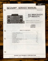 Sharp SG-960CD CP-960 Radio / Stereo System Service Manual *Original*