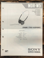 Sony MDR-W5 Headphones  Service Manual *Original*